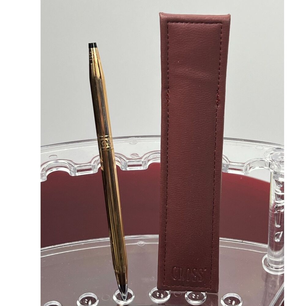 1/20 14K Gold Filled Cross Pen with Rose Engraved Band with sleeve EUC